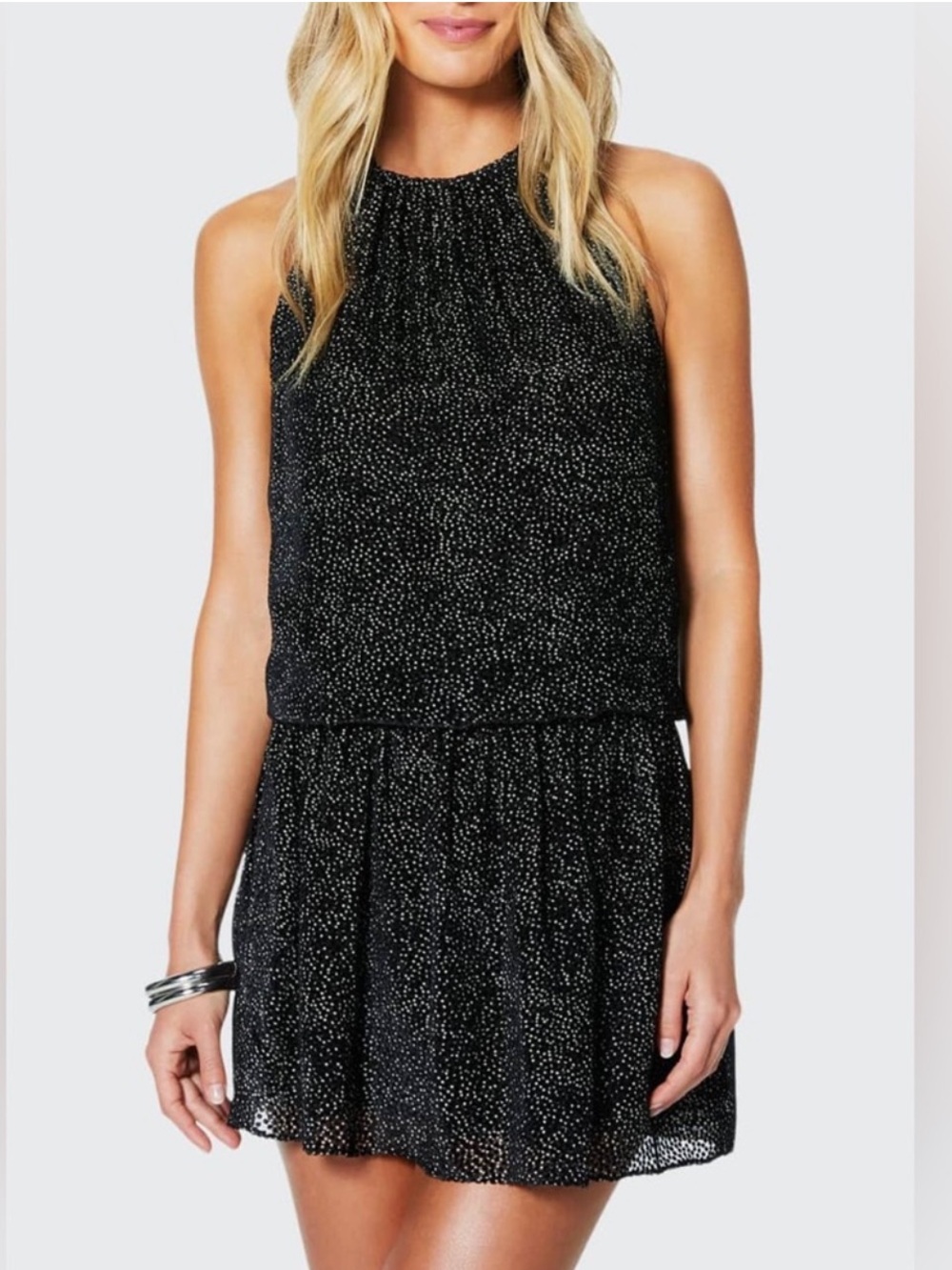 Ramy Brook black dot velvet burnout Paris mini dress
